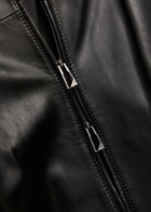 Emporio Armani High-neck Leather Jacket Black