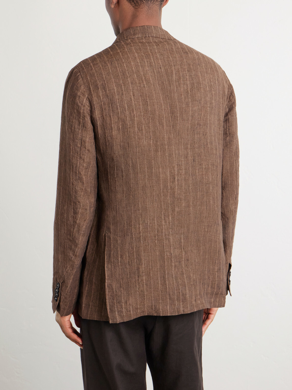 Massimo Alba - Pinstriped Linen Blazer - Brown