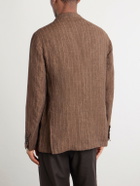 Massimo Alba - Pinstriped Linen Blazer - Brown