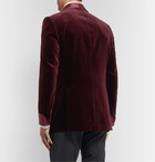 Favourbrook - Burgundy Slim-Fit Satin-Trimmed Cotton-Velvet Tuxedo Jacket - Burgundy