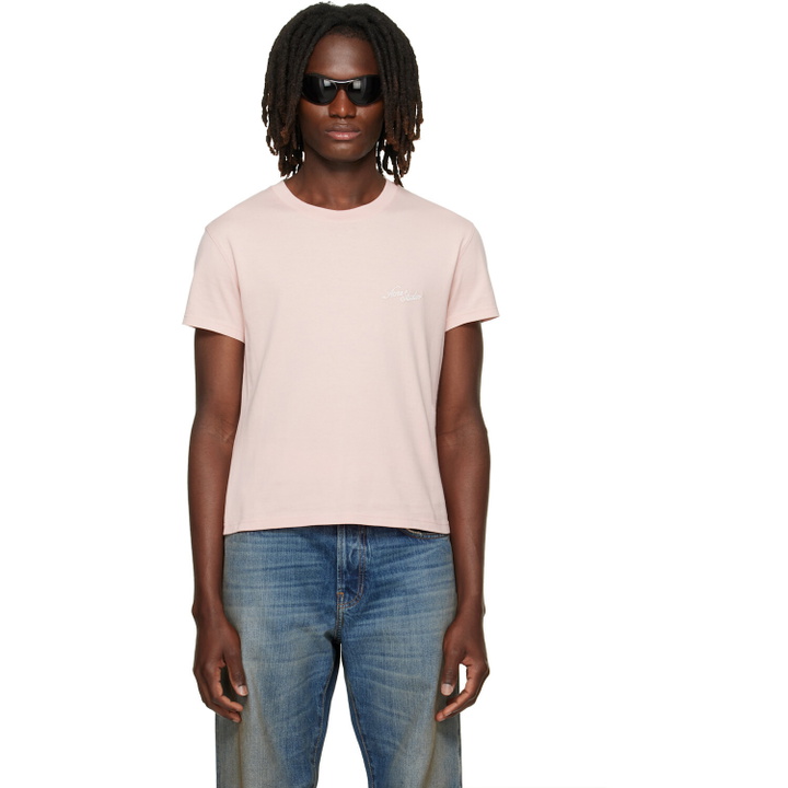 Photo: Acne Studios Pink Embroidered-Logo T-shirt