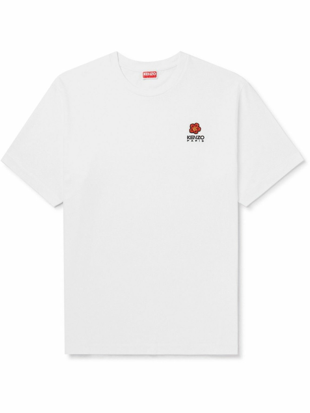 Photo: KENZO - Appliquéd Logo-Embroidered Cotton-Jersey T-Shirt - White