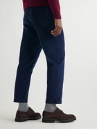 Richard James - Tapered Cropped Pleated Cotton-Corduroy Trousers - Blue