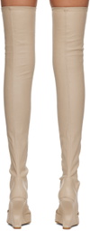 Rick Owens Lilies Beige Cantilever 11 Thigh High Boots