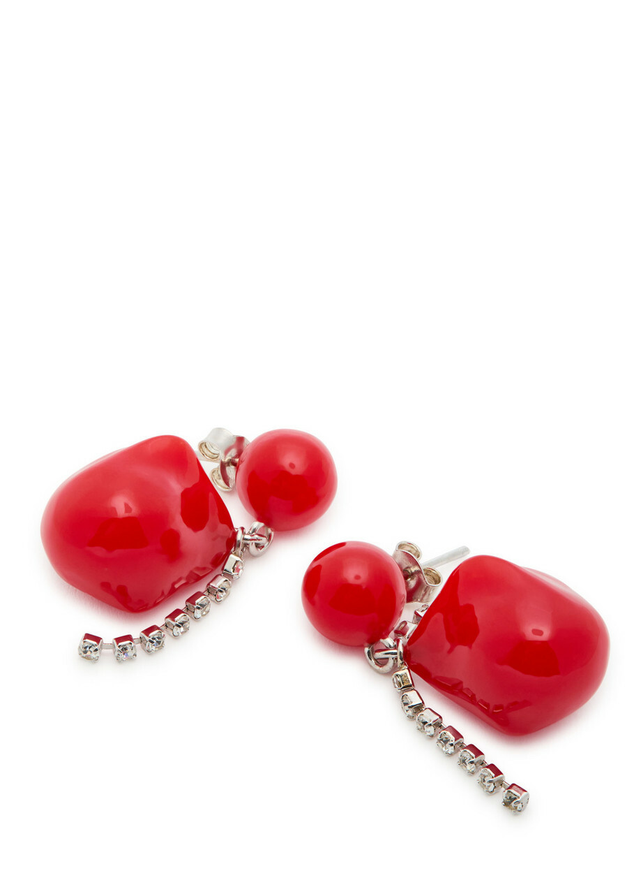 Completedworks Beaded Rhodium-plated Drop Earrings - Red - One Size