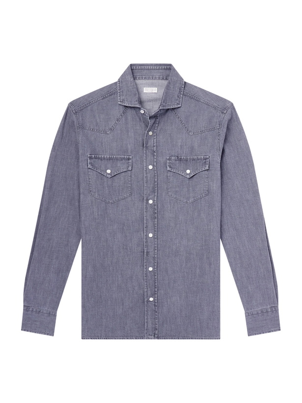 Photo: Brunello Cucinelli - Denim Shirt - Gray
