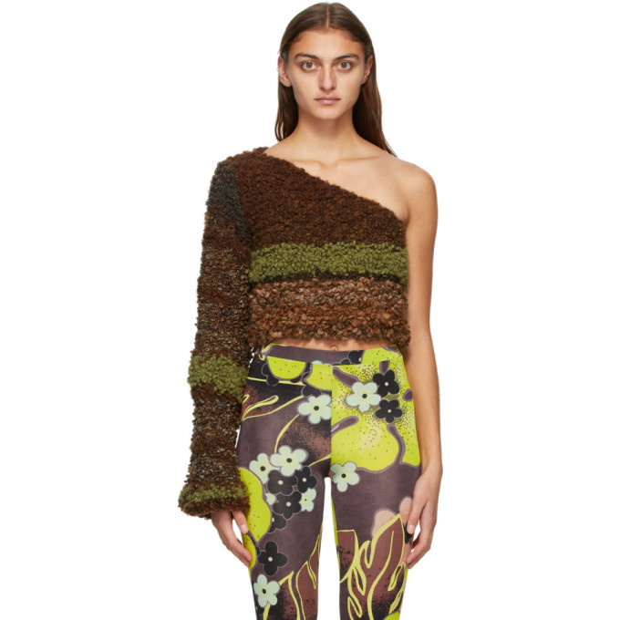 Photo: Louise Lyngh Bjerregaard Brown and Green Boucle Single-Shoulder Sweater