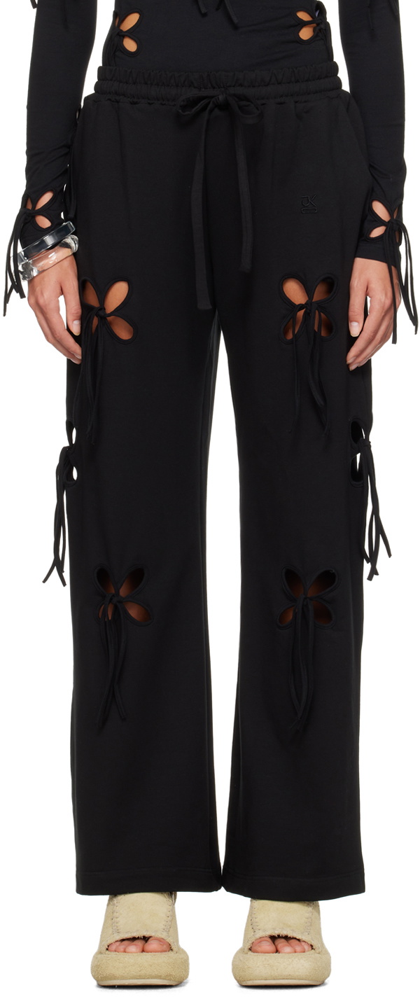 Black & Brown Oval Trousers by J.Kim on Sale