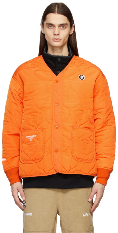 Photo: AAPE by A Bathing Ape Orange Quilted Logo Jacket
