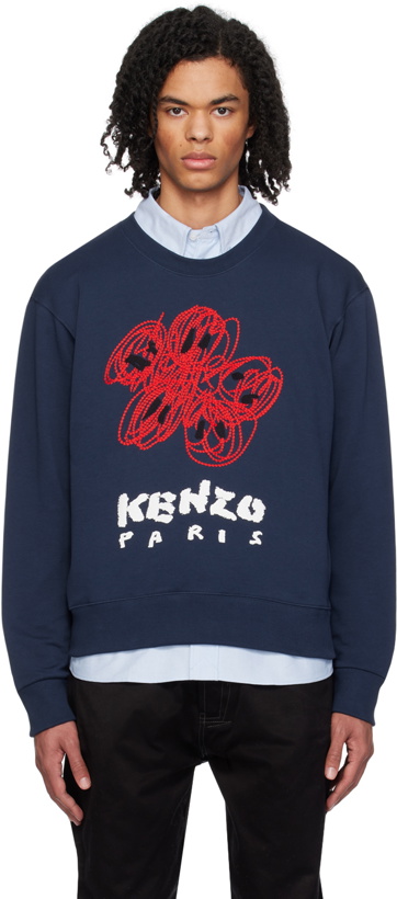 Photo: Kenzo Navy Kenzo Paris Drawn Varsity Sweatshirt