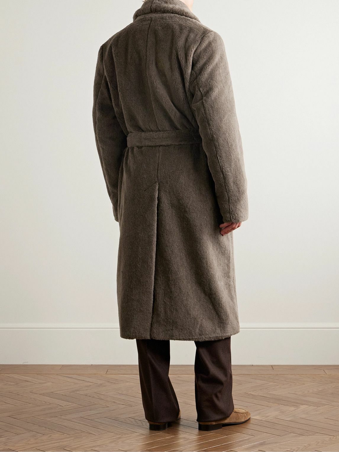 Richard James - Shawl-Collar Belted Double-Breasted Alpaca Coat - Brown