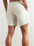 Brunello Cucinelli - Straight-Leg Mid-Length Logo-Embroidered Swim Shorts - Neutrals