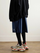 Balenciaga - Wide-Leg Logo-Embroidered Satin-Twill Shorts - Blue