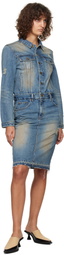 We11done Blue Washed Denim Midi Dress