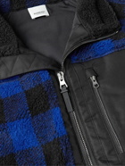 Burberry - Cotton-Blend Twill-Panelled Checked Fleece Jacket - Blue