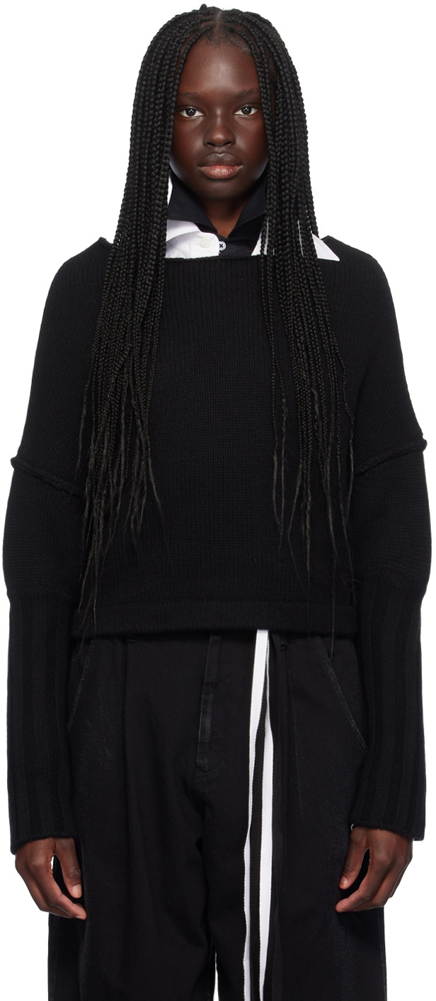 YOHJI YAMAMOTO Black R-Cap Sleeve Sweater