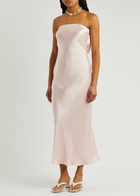 Bec & Bridge Moon Dance Strapless Satin Maxi Dress Light Pink