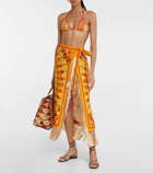 Valentino Printed linen beach cover-up