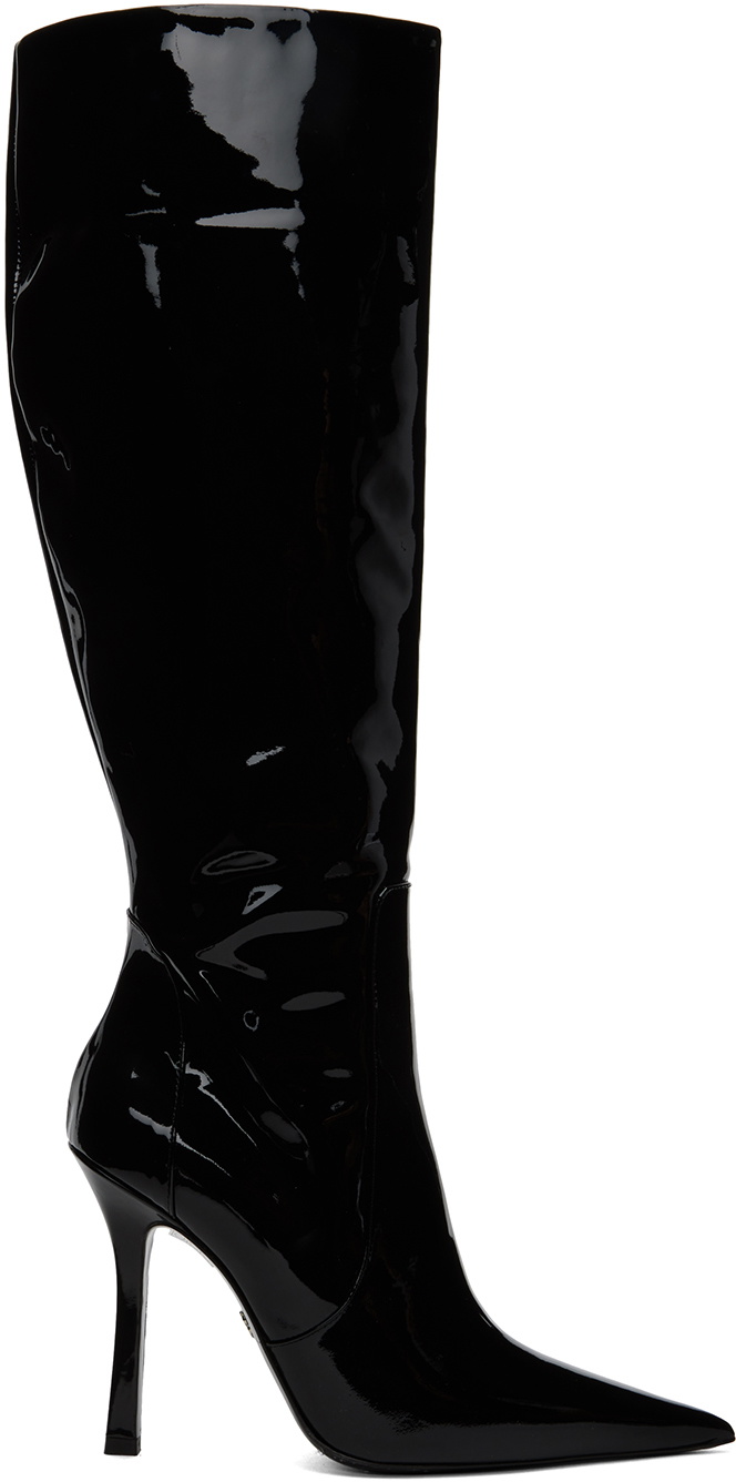 Tall black best sale patent leather boots