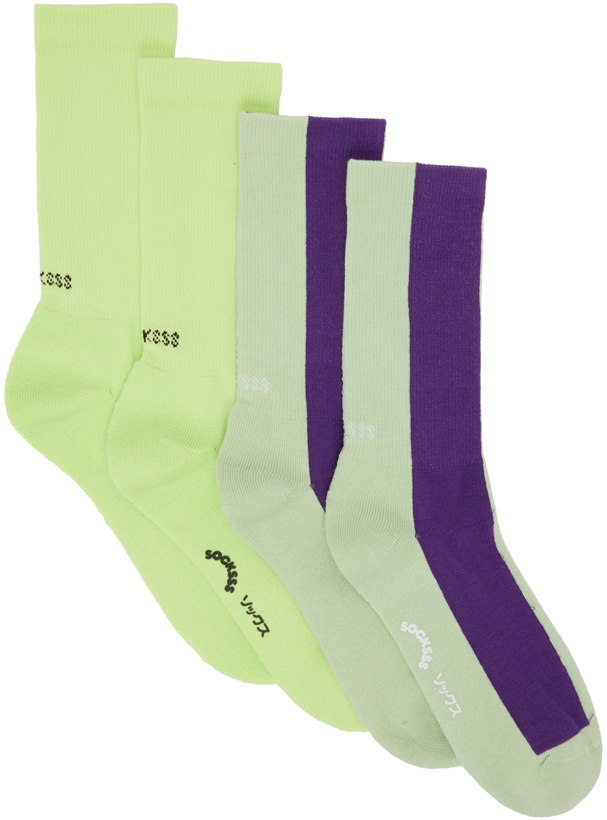 Photo: SOCKSSS Two-Pack Green & Purple Socks