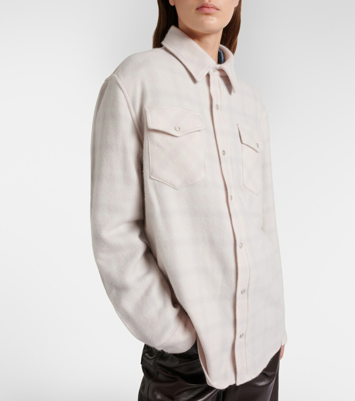 God's True Cashmere Clarity plaid cashmere shirt with quartz