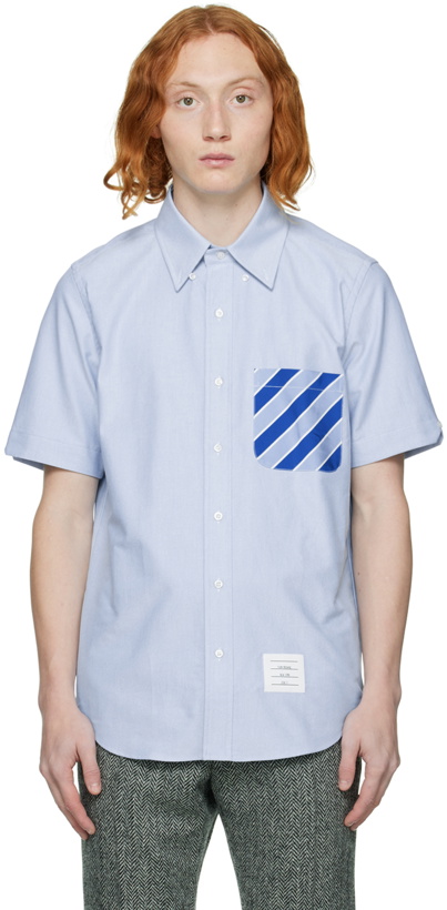 Photo: Thom Browne Blue Spread Collar Shirt