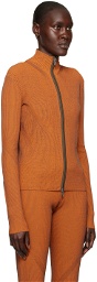 Dion Lee Orange Angled Zip-Up Sweater