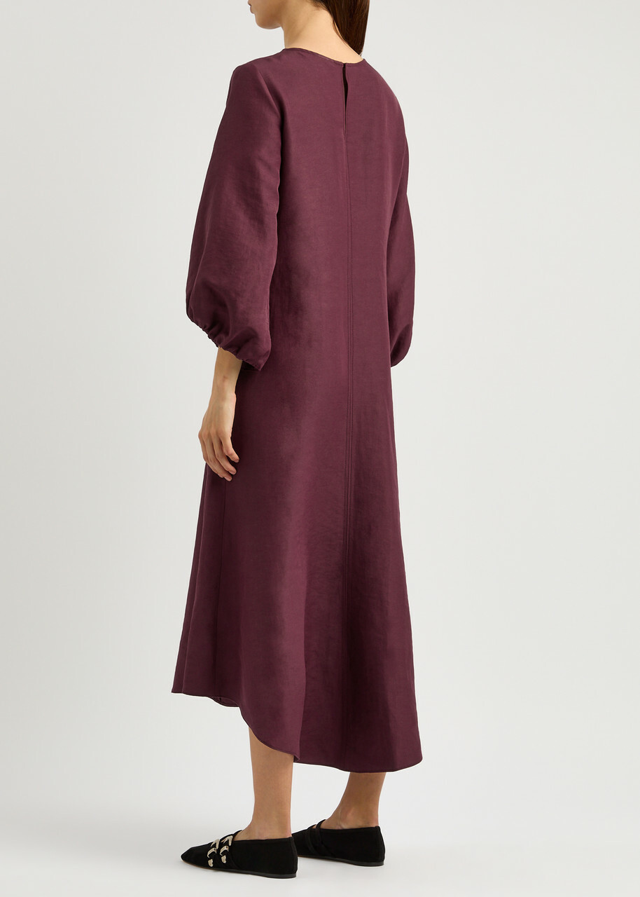 burgundy dress summer BURGUNDY SMOCKED LACE MAXI DRESS | CULT MIA main image 0