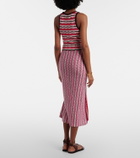 The Attico Striped crochet cotton midi dress