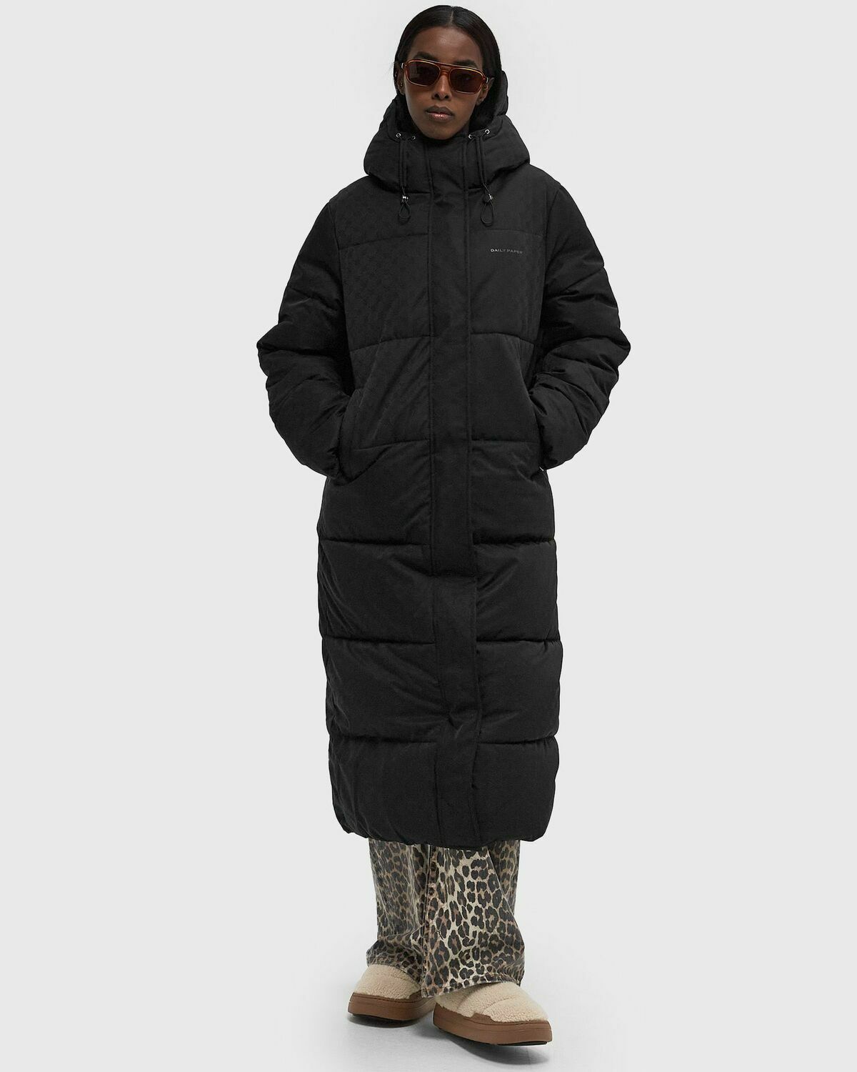 Daily Paper MONOGRAM PUFFER COAT Black Womens Coats/Down & Puffer Jacket