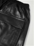 Rick Owens - Pod Wide-Leg Leather Drawstring Shorts - Black