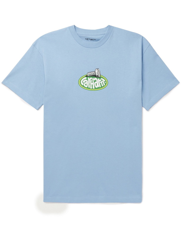 Photo: CARHARTT WIP - Logo-Print Organic Cotton-Jersey T-Shirt - Blue