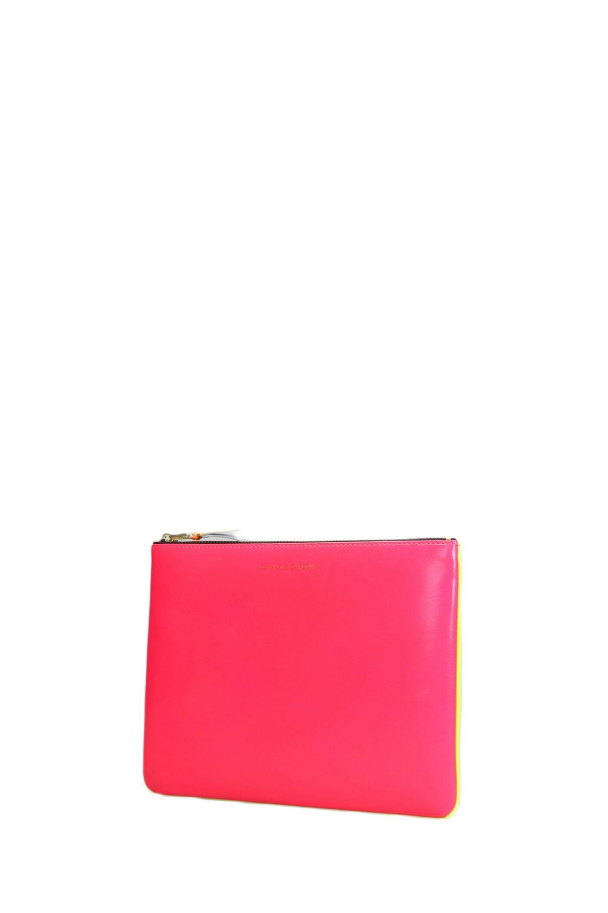 Comme des Garçons Wallet Clutch In Rose-pink Leather