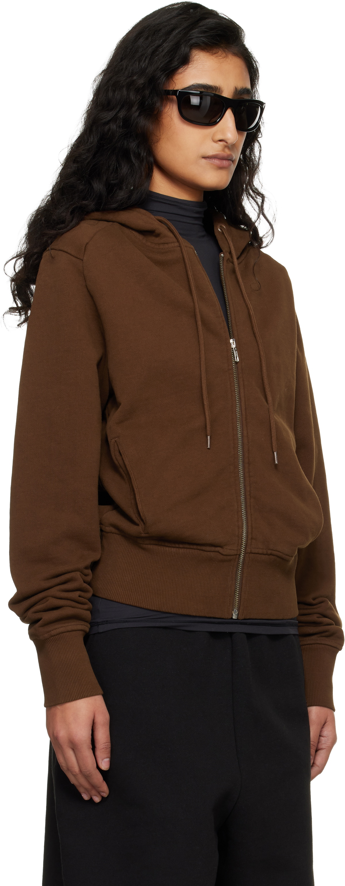 Entire Studios Brown Slim Zip Up Hoodie