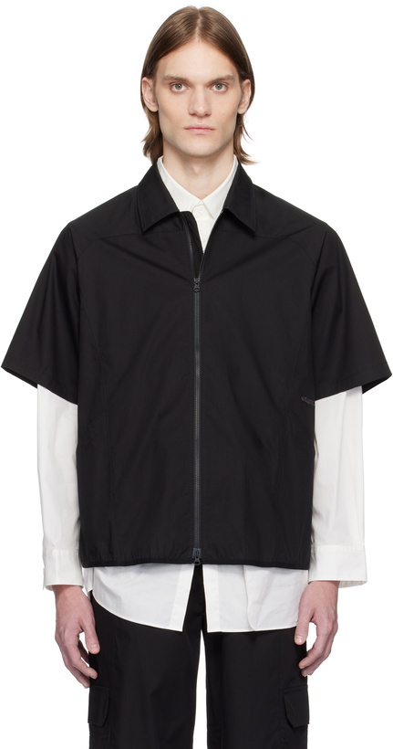 Photo: GR10K Black Poplin Zipped Short Sleeve Shirt