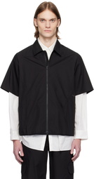 GR10K Black Poplin Zipped Short Sleeve Shirt