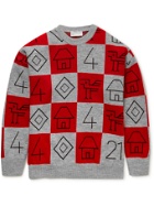 4SDesigns - Checked Intarsia-Knit Sweater - Gray