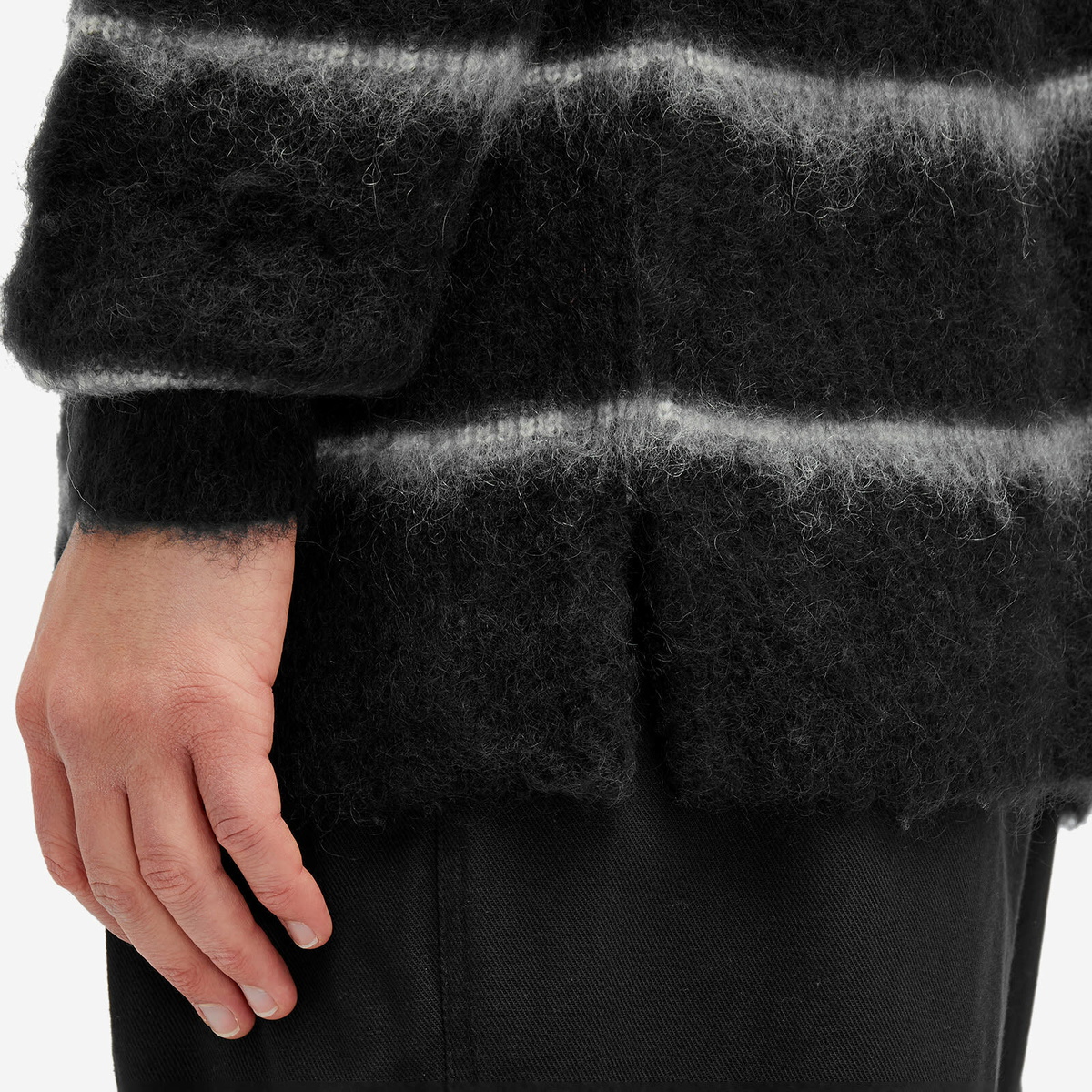 Comme des Garçons Homme Men's Raised Stripe Mohair Sweater in Black
