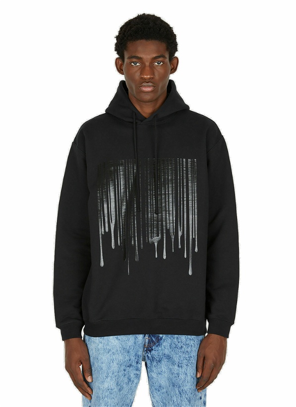 Photo: Dripping Barcode Hooded Sweatshirt in Black