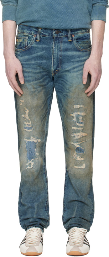 Photo: RRL Blue High Slim Brannon Distressed Jeans