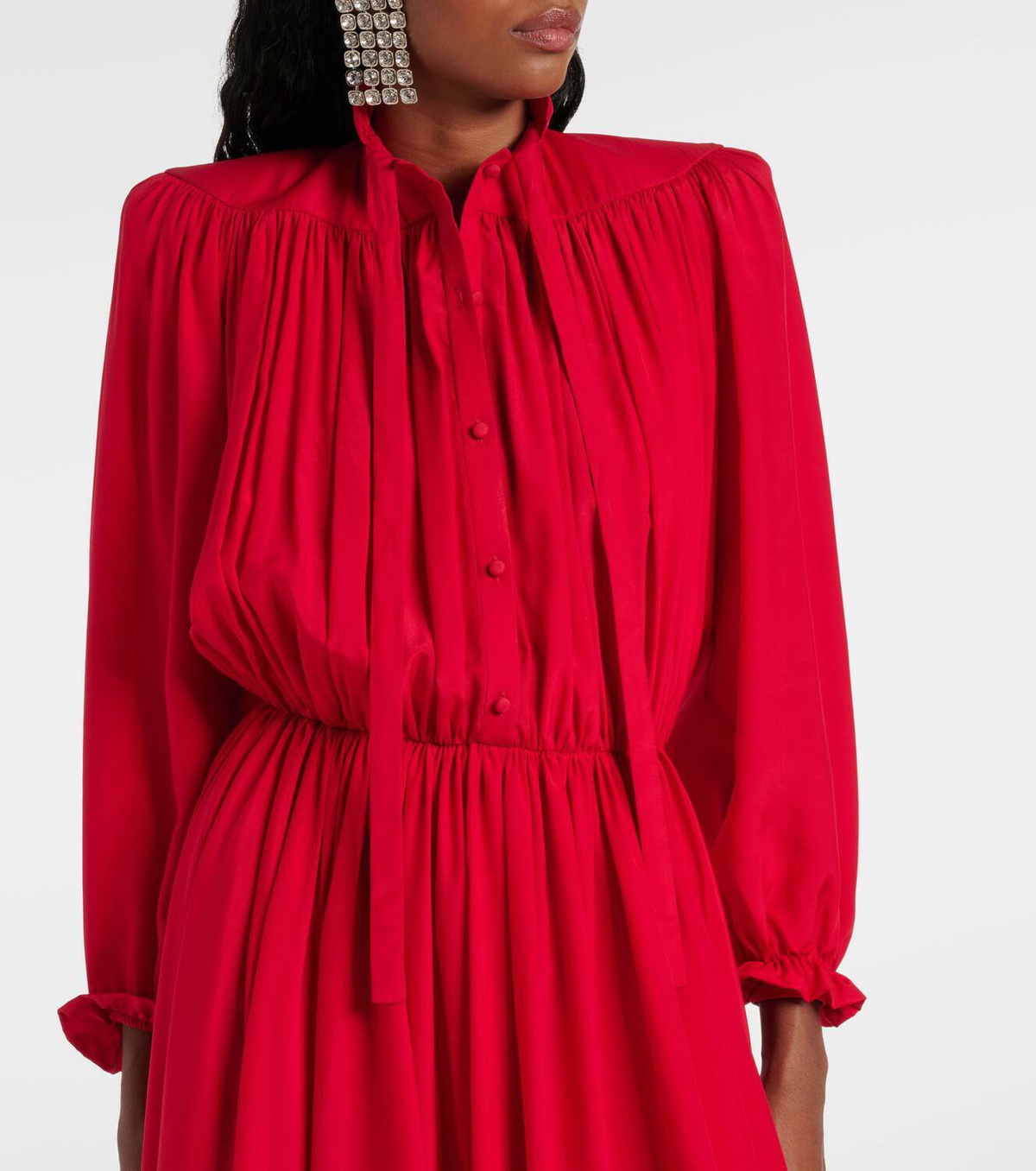 Balenciaga Bow-detail lace-up silk midi dress