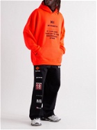 BALENCIAGA - Oversized Printed Neon Jersey Hoodie - Orange