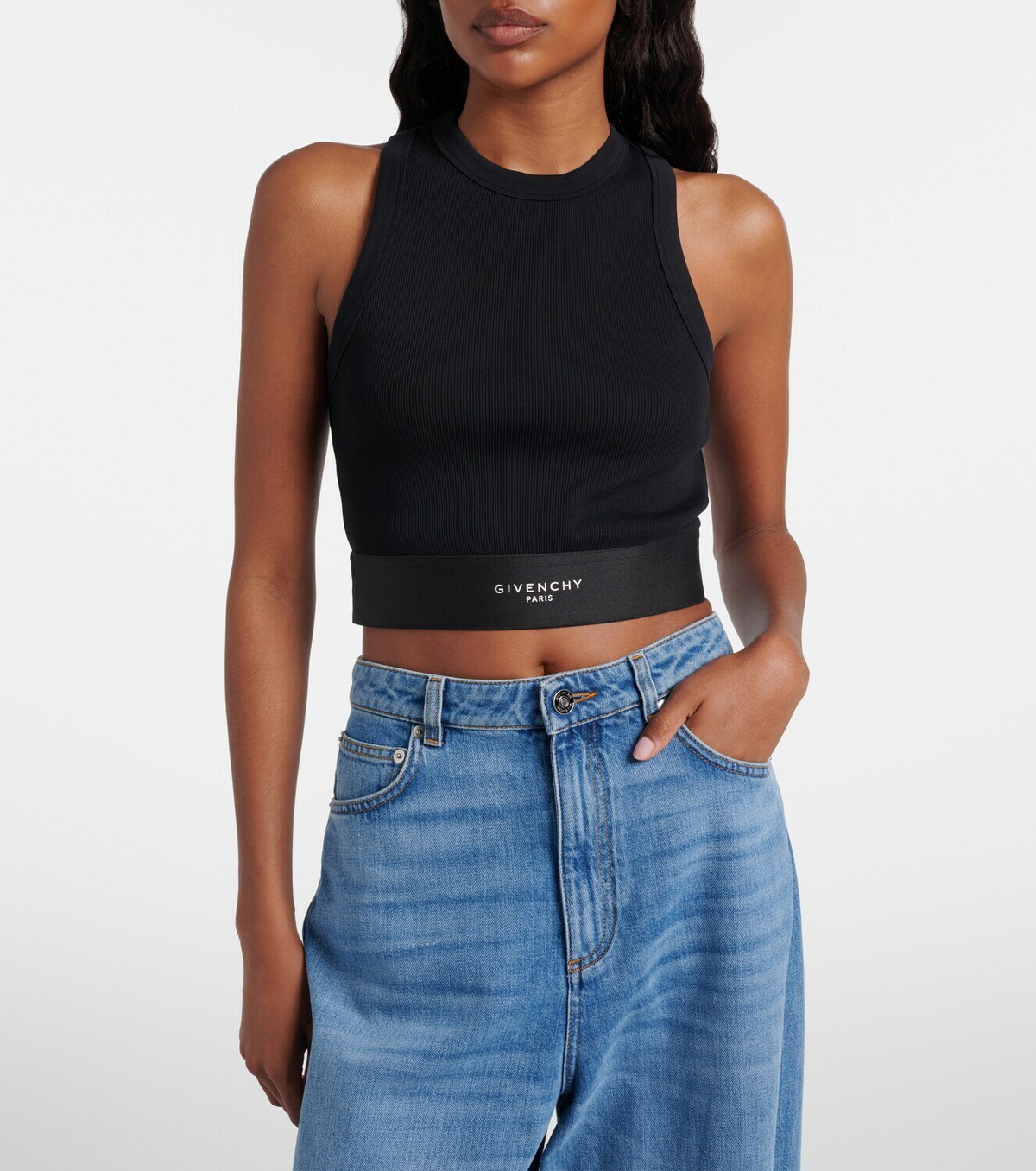 Givenchy Logo ribbed-knit cropped cotton tank top
