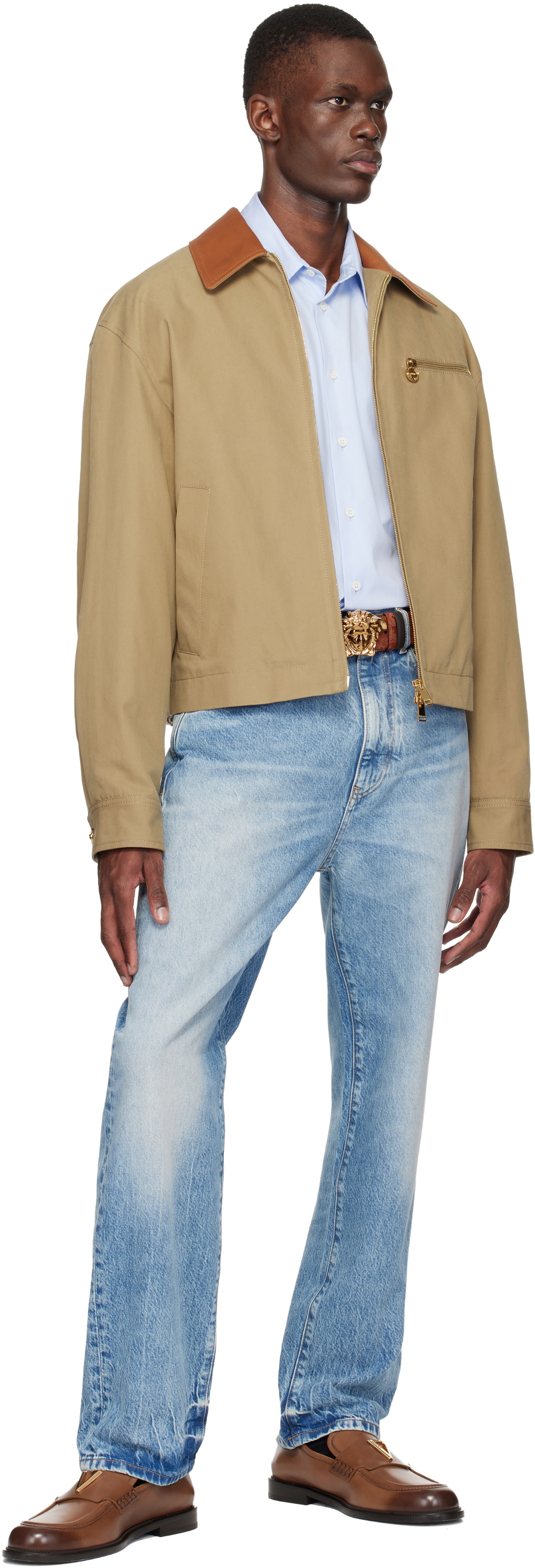 Versace Brown 'La Medusa' Leather Reversible Belt