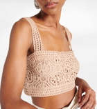 Elie Saab Macramé cotton-blend crop top