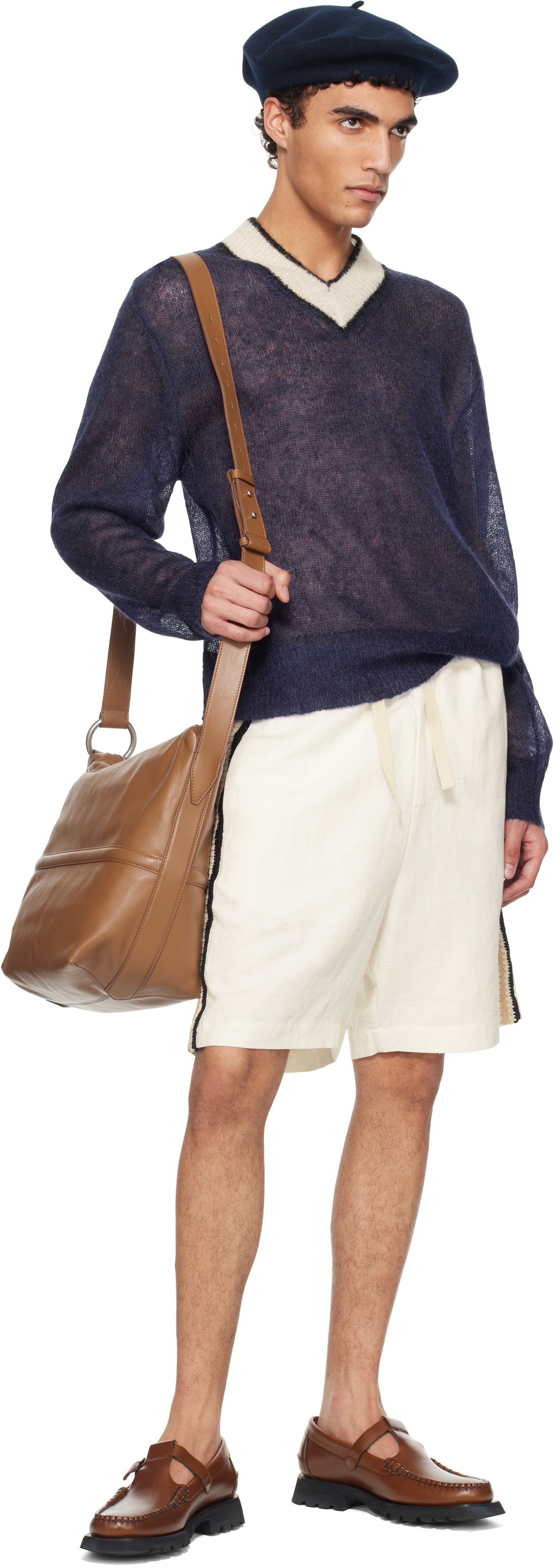 COMMAS Navy Mohair V Neck Sweater