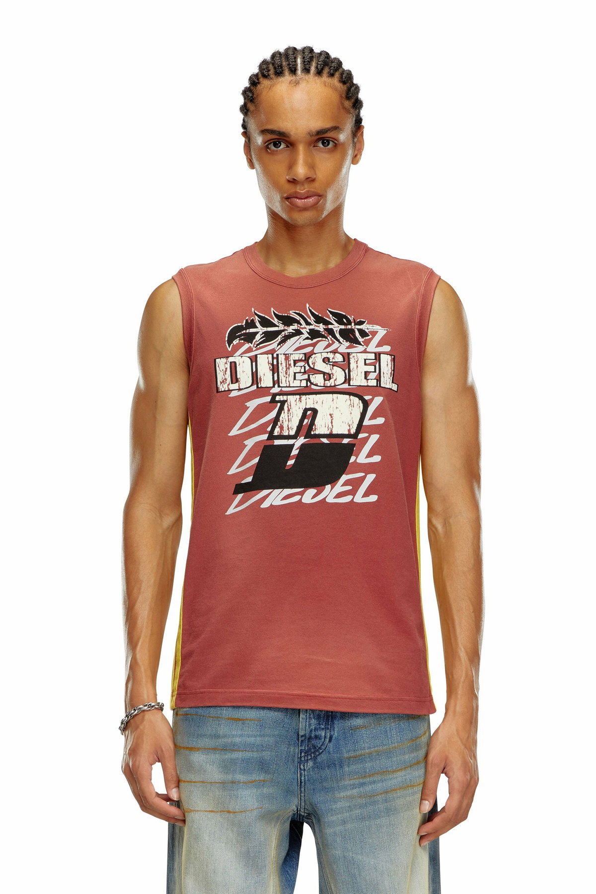 Diesel Sun-faded tank top with side bands - T-Shirts Mens in
