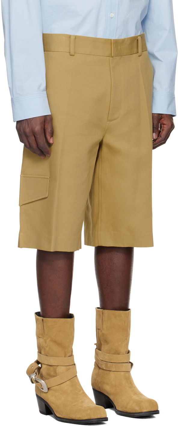 Recto Beige Creased Cargo Shorts