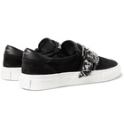 AMIRI - Embellished Leather-Trimmed Suede Slip-On Sneakers - Black