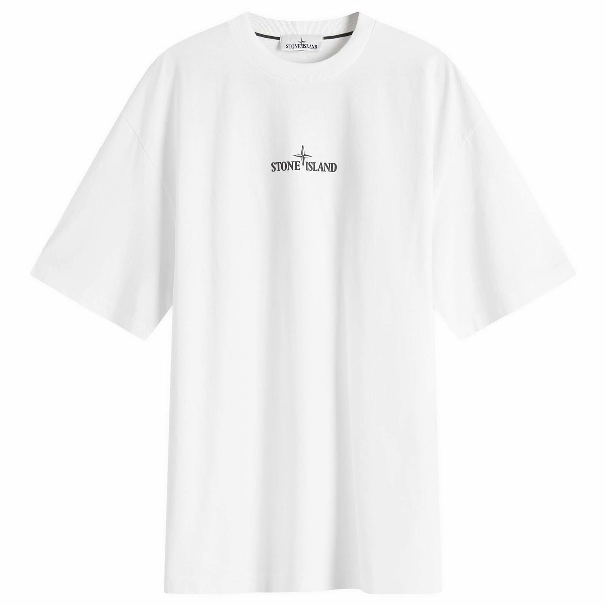 Stone Island Men's Fingerprint Logo T-Shirt in White Stone Stone Island Men's Fingerprint Logo T-Shirt in White Stone